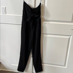 Strapless Chic Black Jumpsuit with Bow Detail